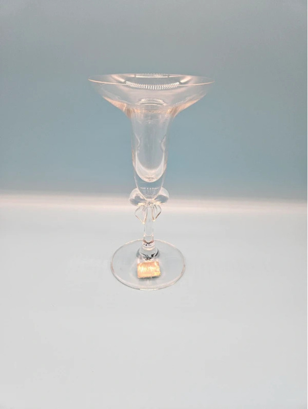 Vintage Mikasa High Society Crystal Single Light Candlestick 6.75" Clear Bow
